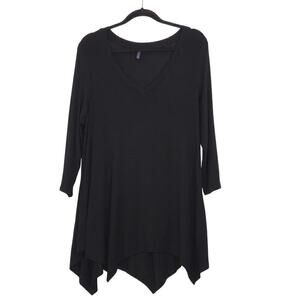 NYDJ Black V-neck Tunic Top‎ Women's Size Small Modal Elastane